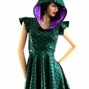 Holographic Green and Purple Dragon Dress
